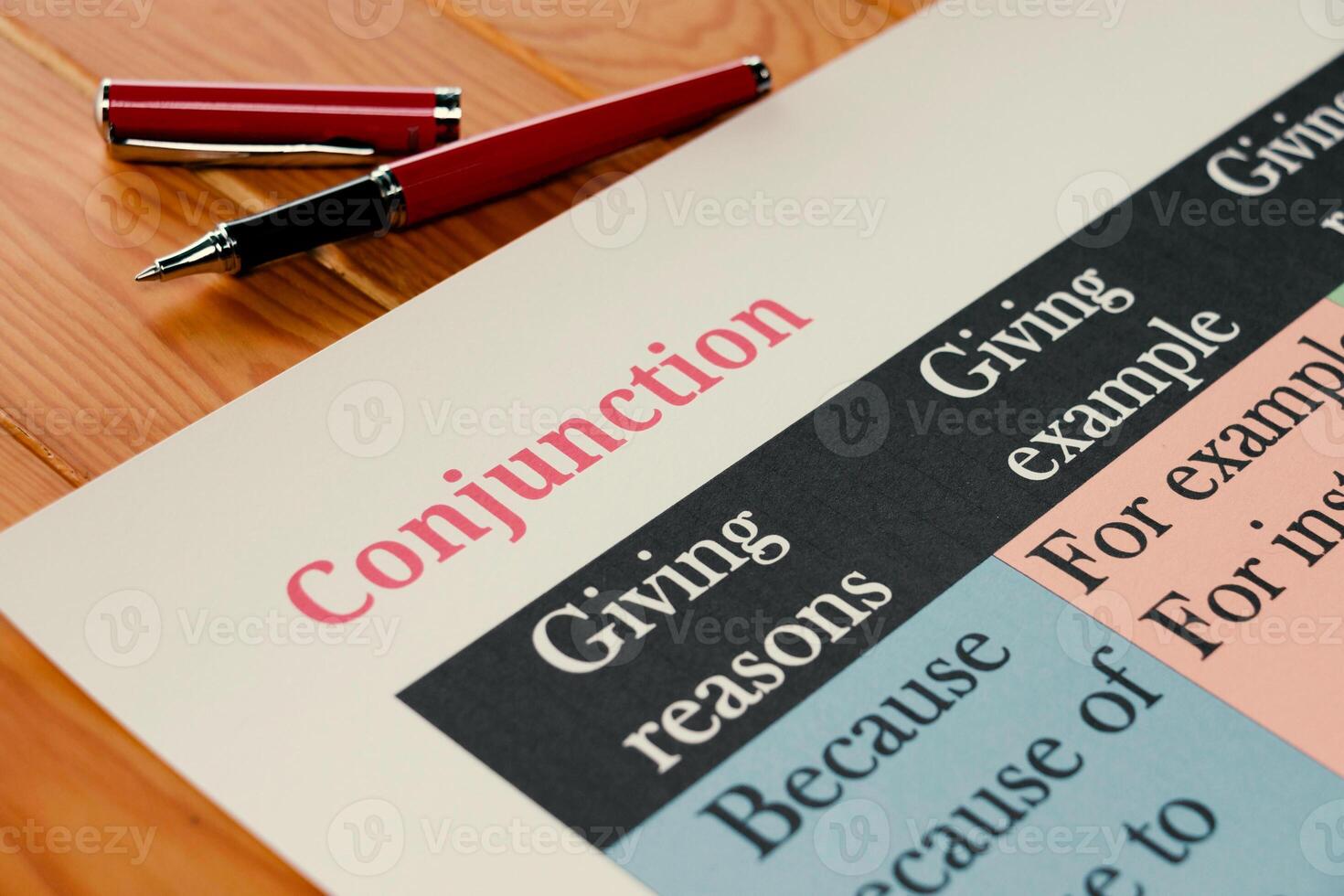 English grammar sheet on table in class photo
