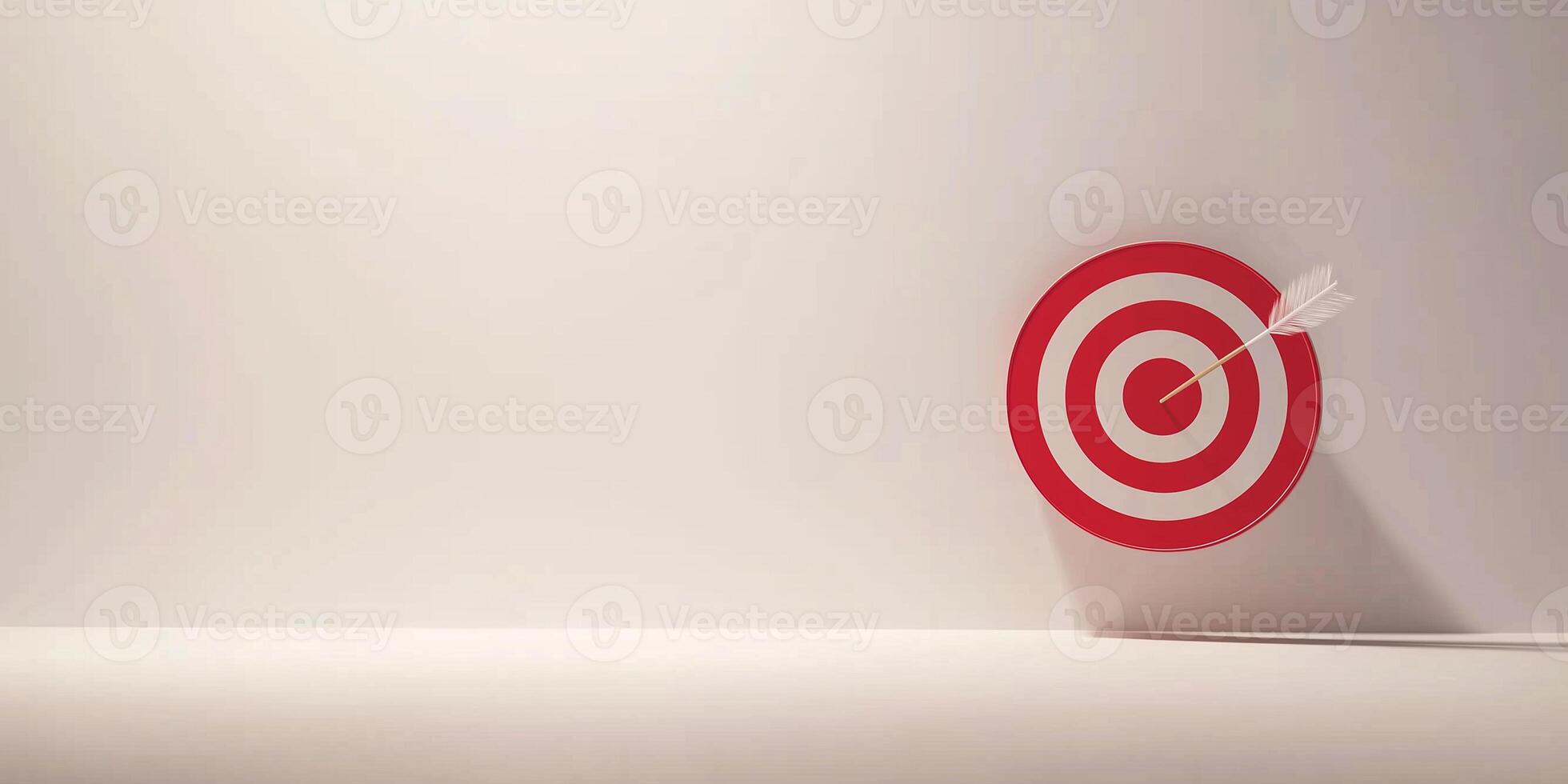 A red and white target with an arrow hitting the center, representing accuracy, success, focus, and goal achievement. photo
