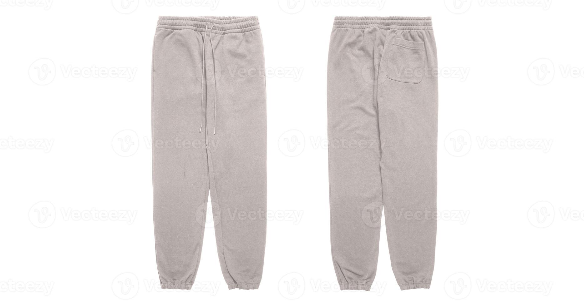 Gray sweatpants with drawstring and back pocket. photo