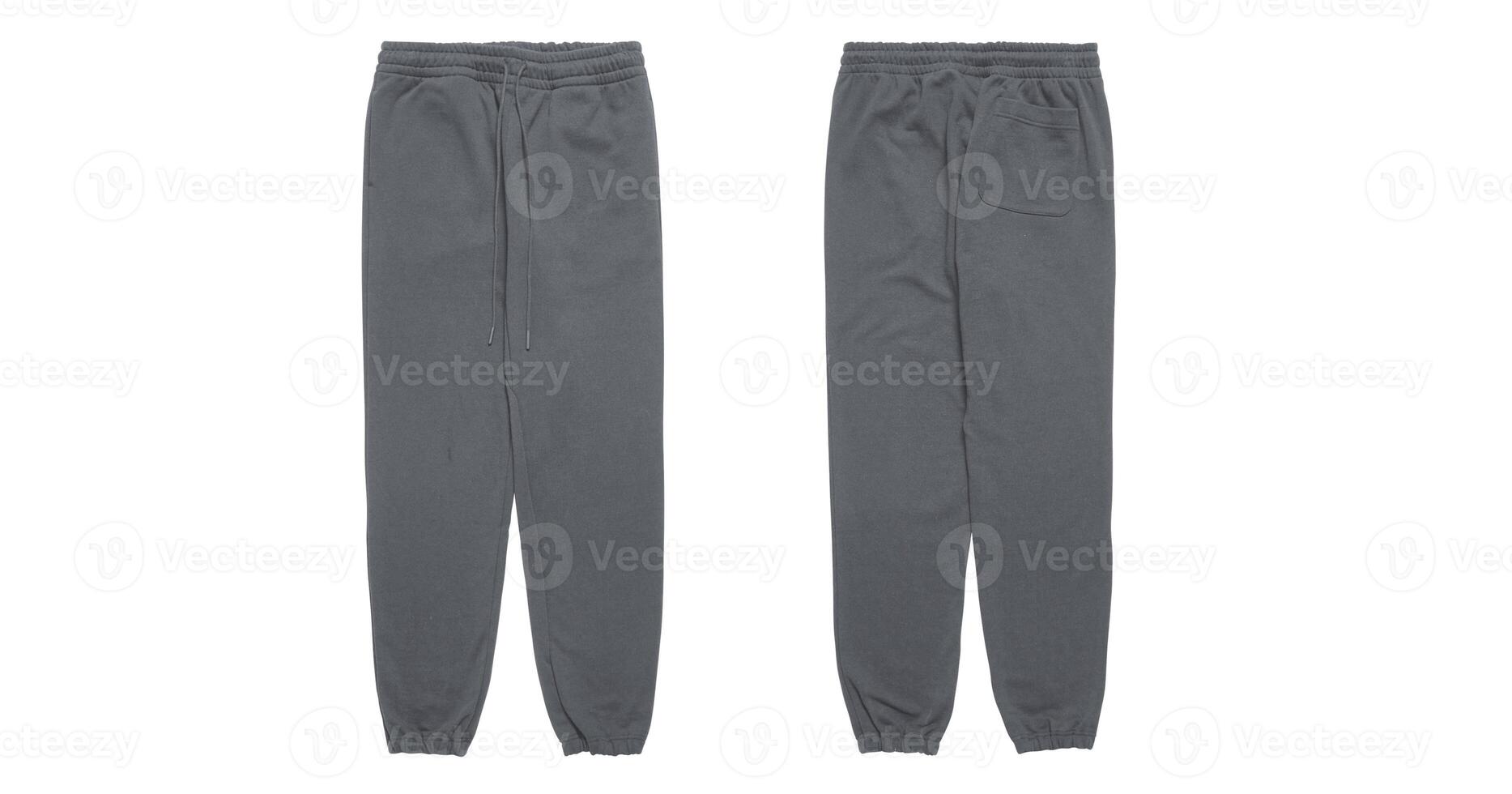 Gray dark sweatpants with drawstring and back pocket. photo