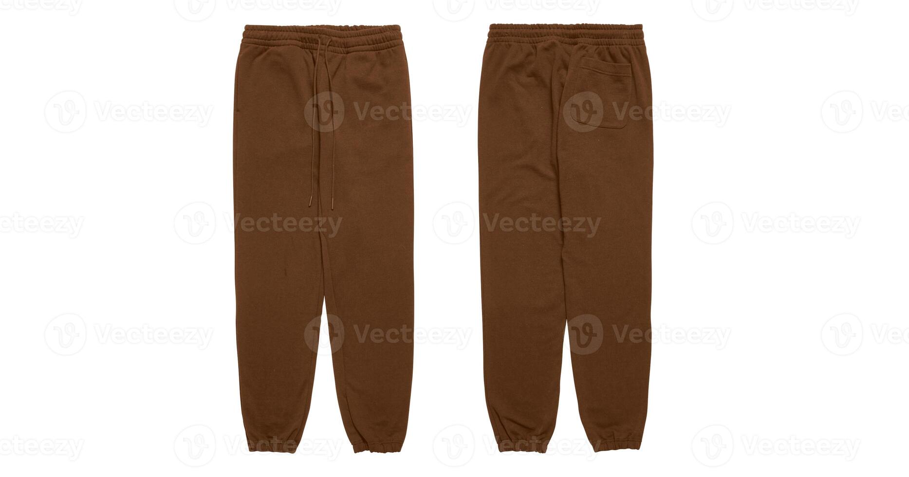 Brown sweatpants with drawstring and back pocket. photo