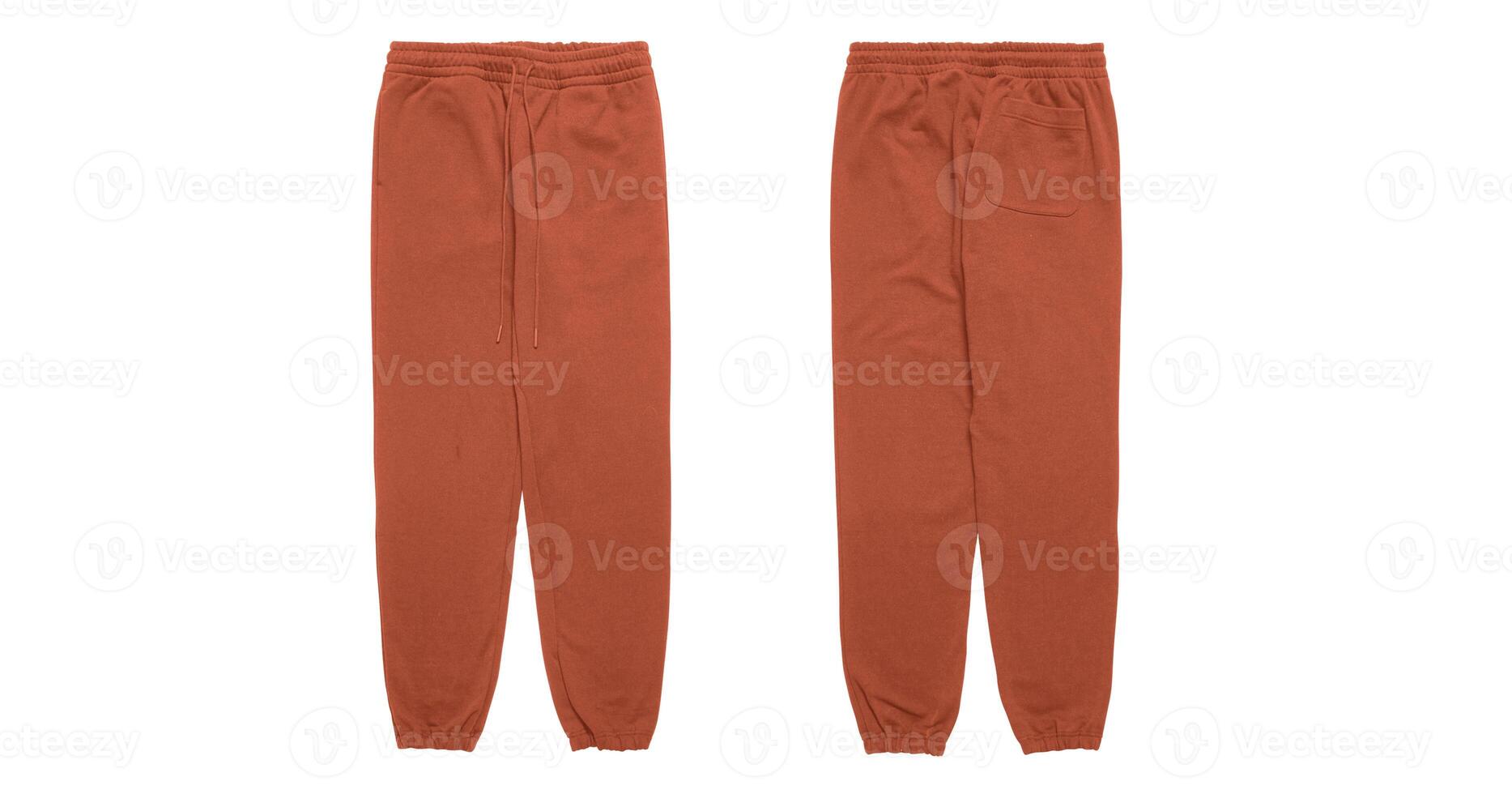 Two pairs of orange sweatpants with drawstrings and a pocket. photo