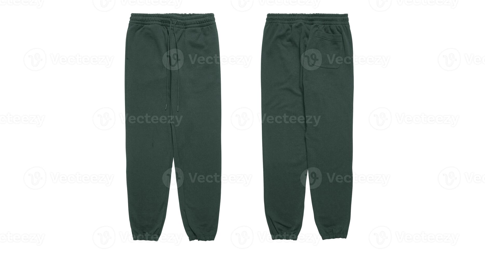 Green sweatpants with drawstring and back pocket. photo