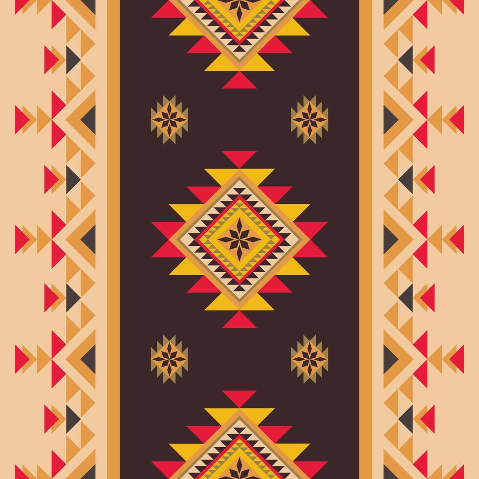 Ethnic tribal seamless pattern with Native American Navajo and Aztec motifs, inspired by vintage heritage designs. Perfect for home decor, textiles, rugs, and carpets, Geometrics in an earthy palette vector