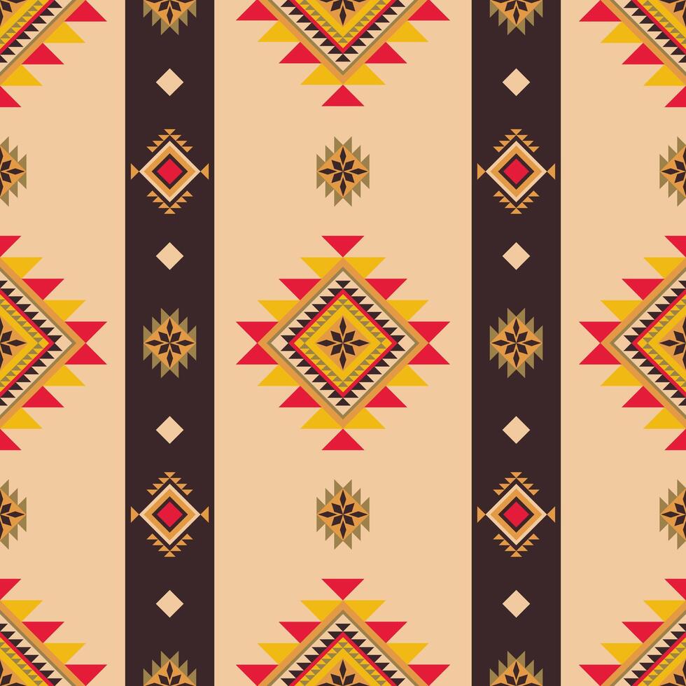 Traditional ethnic pattern with Navajo and Aztec elements, seamless and intricate, designed for textiles, rugs, and decor. Earthy tones and geometric motifs bohemian elegance vector