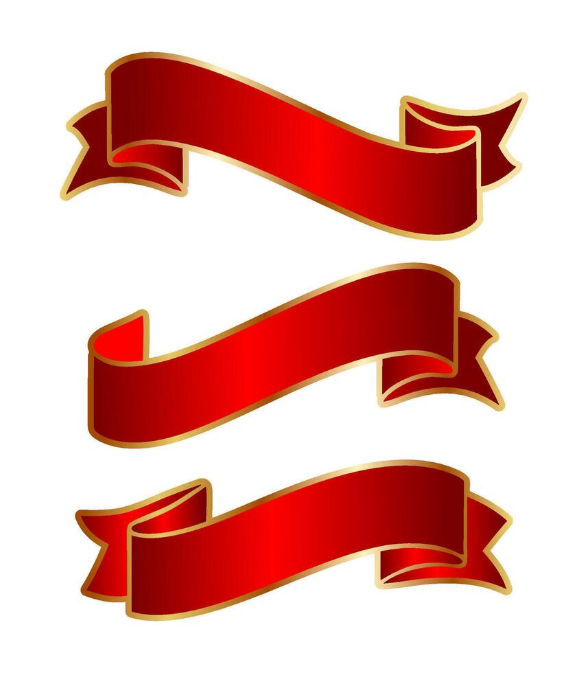 Flat ribbons banners set isolated on white background. vector