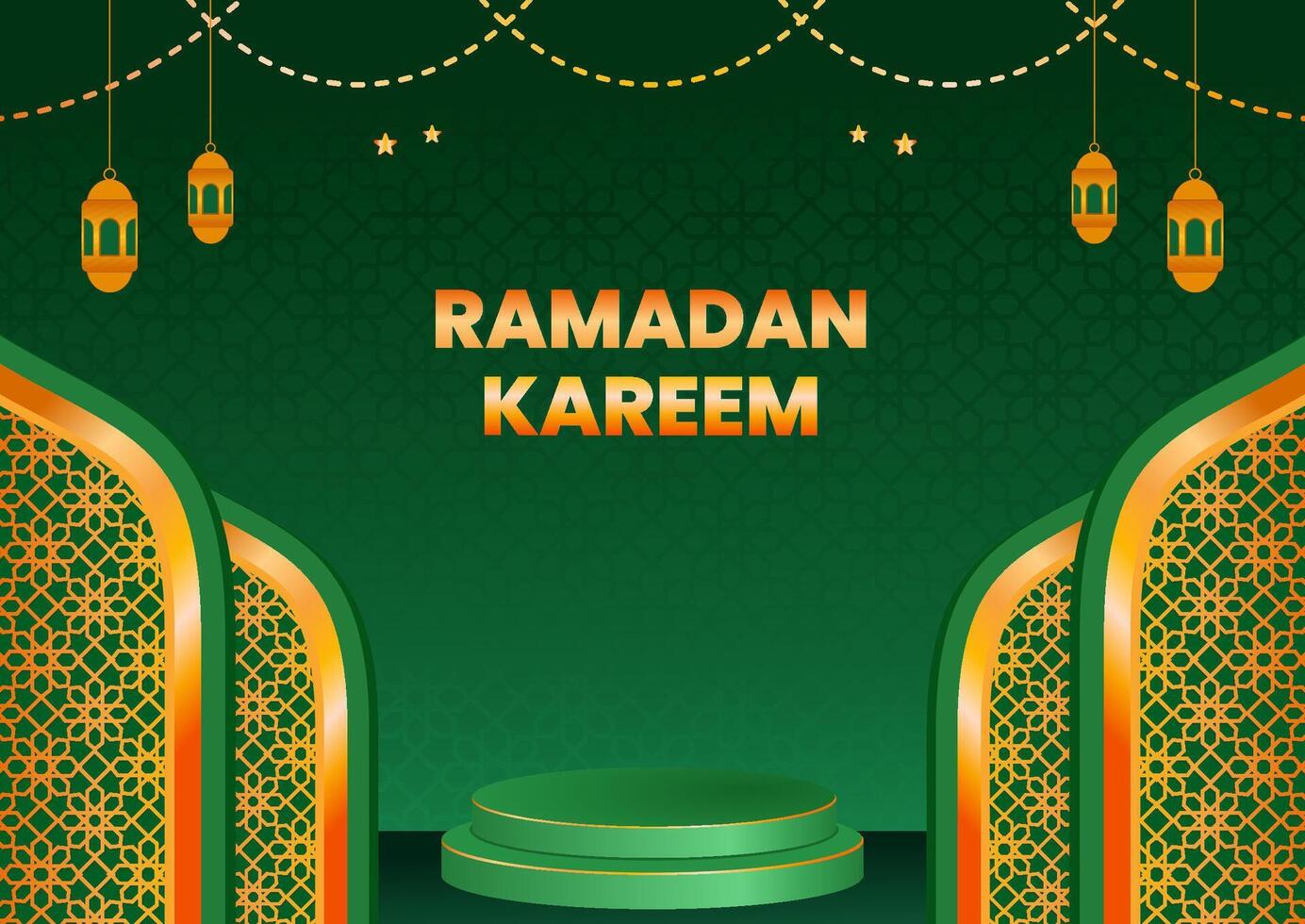 Realistic background muharram podium backgroud muharram suitable for greeting car vector