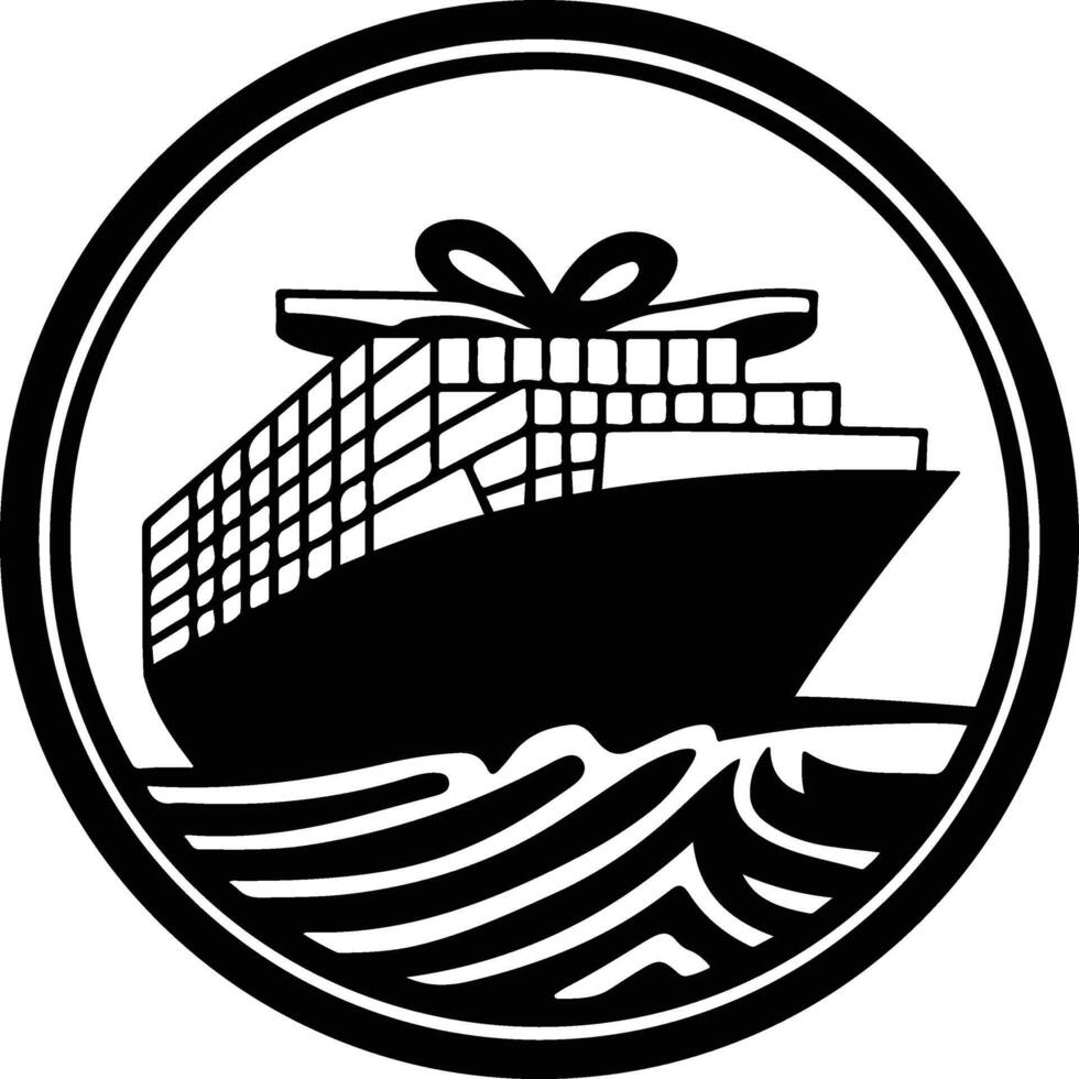 a black and white logo of a ship with a bow vector