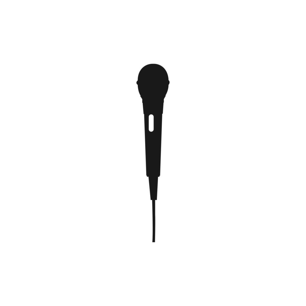 Microphone stand silhouette. Microphone flat black . vector