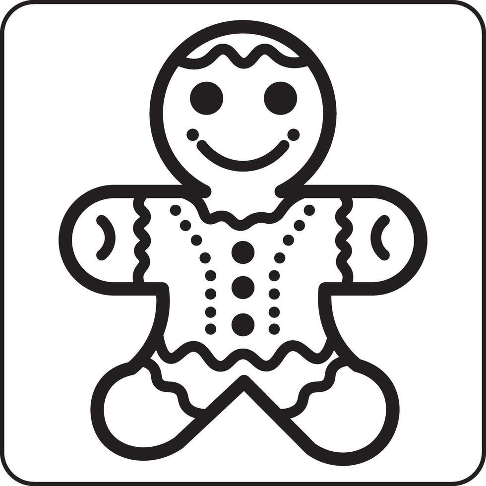 Gingerbread man coloring page vector
