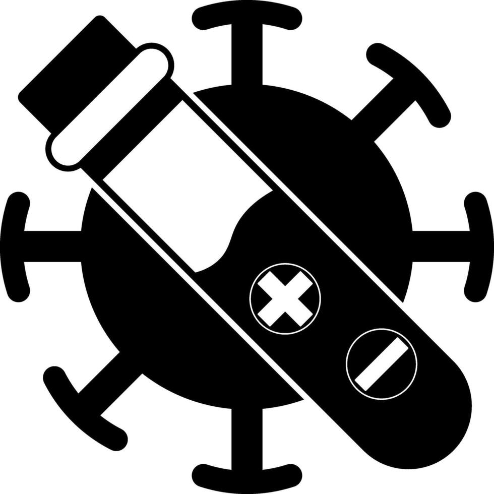 A test tube, positioned to block a virus, illustrating a protective measure. vector