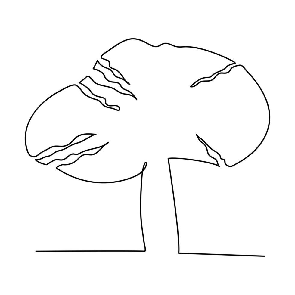 Mushroom in one continuous line drawing. Nature food in simple linear style vector