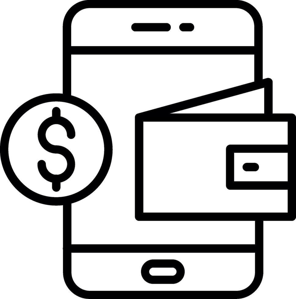 Digital Wallet Line Icon Design vector