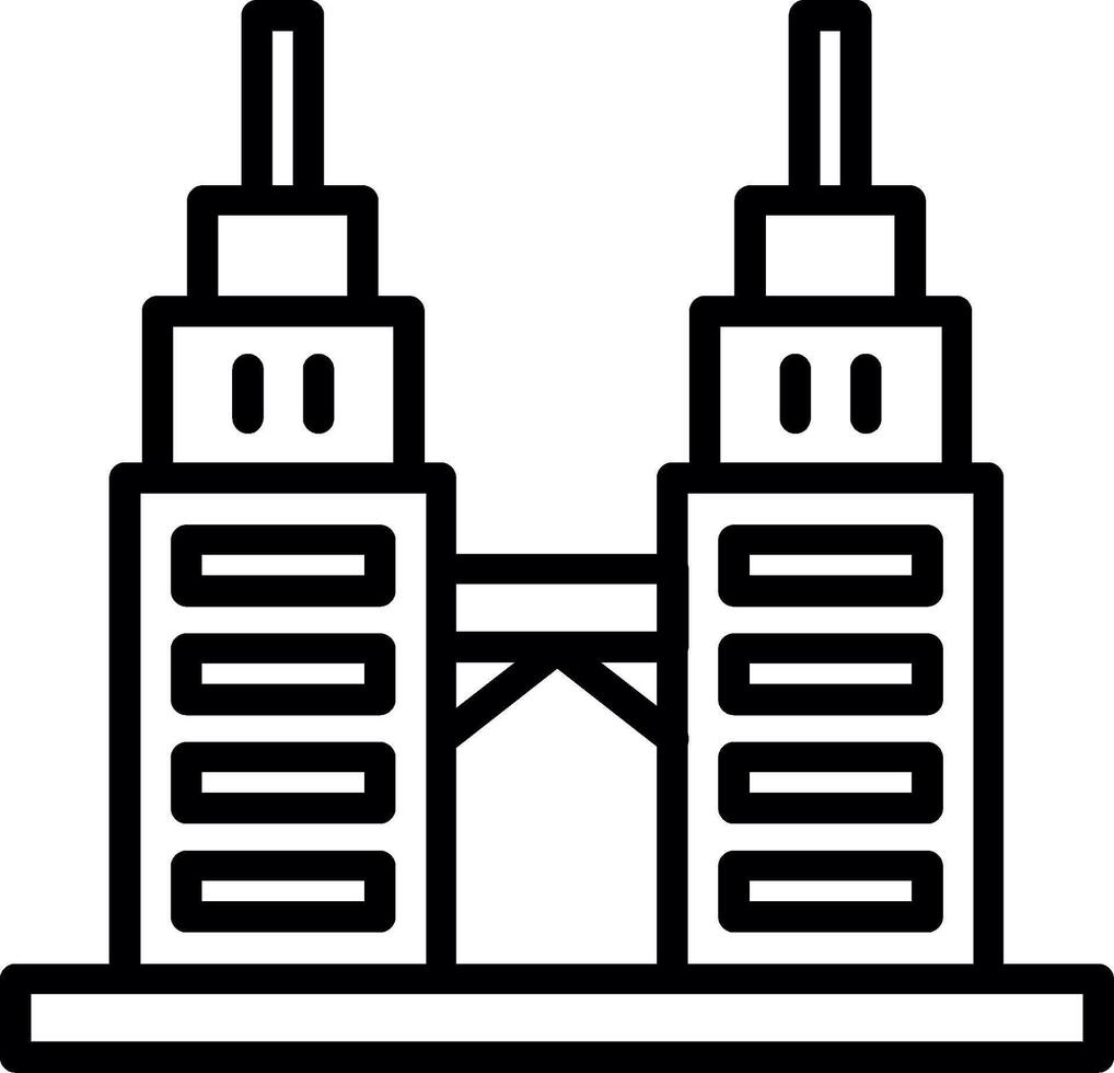 Petronas Twin Tower Line Icon Design vector
