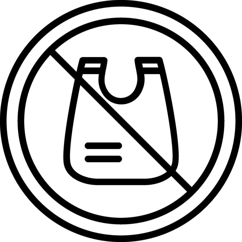 No Plastic Bag Line Icon Design vector
