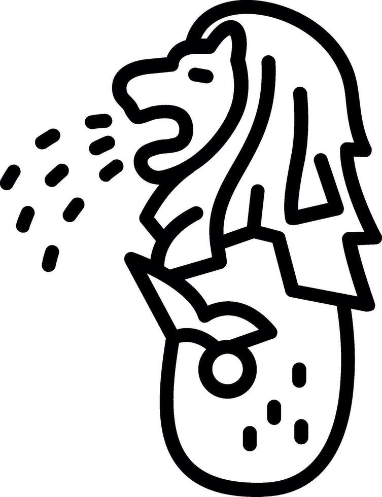 Merlion Line Icon Design vector