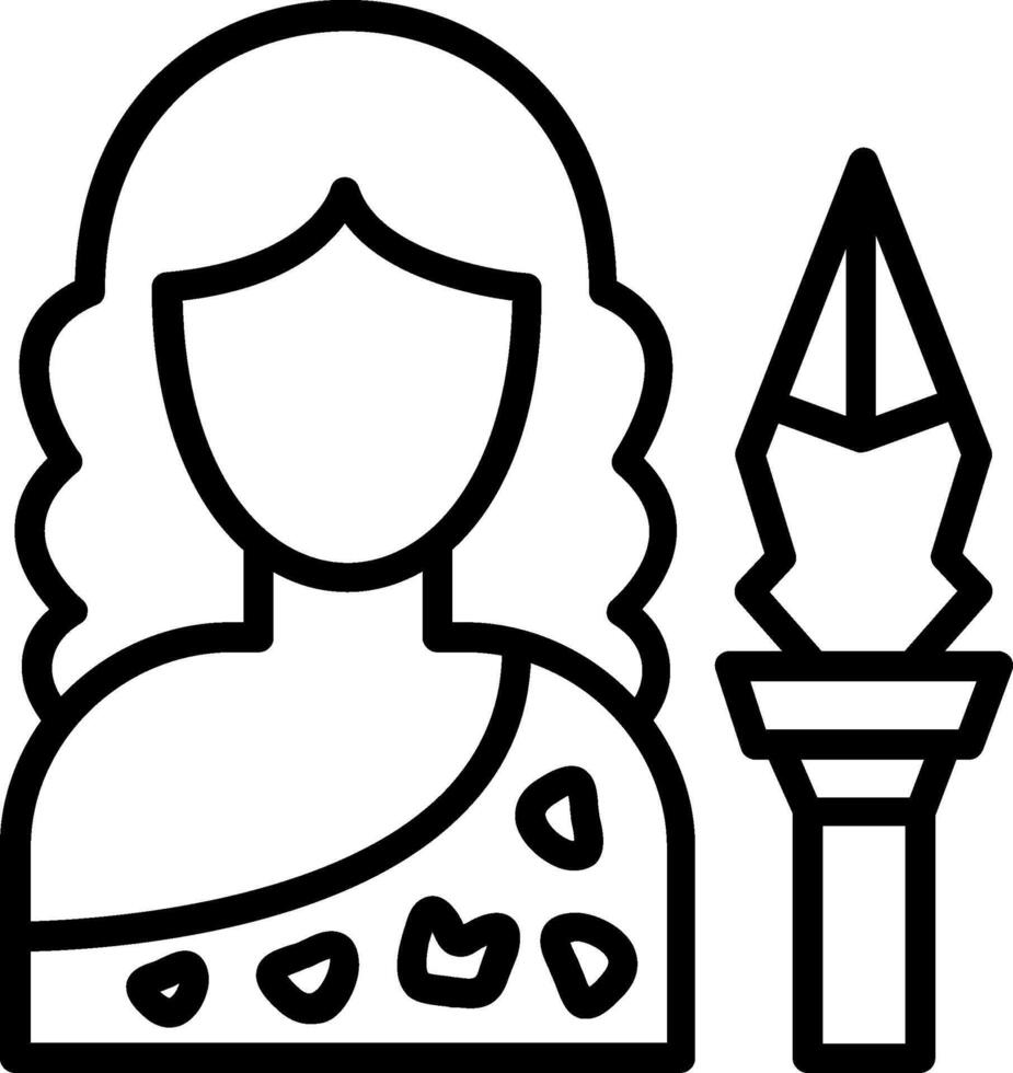 Hunter Female Line Icon Design vector