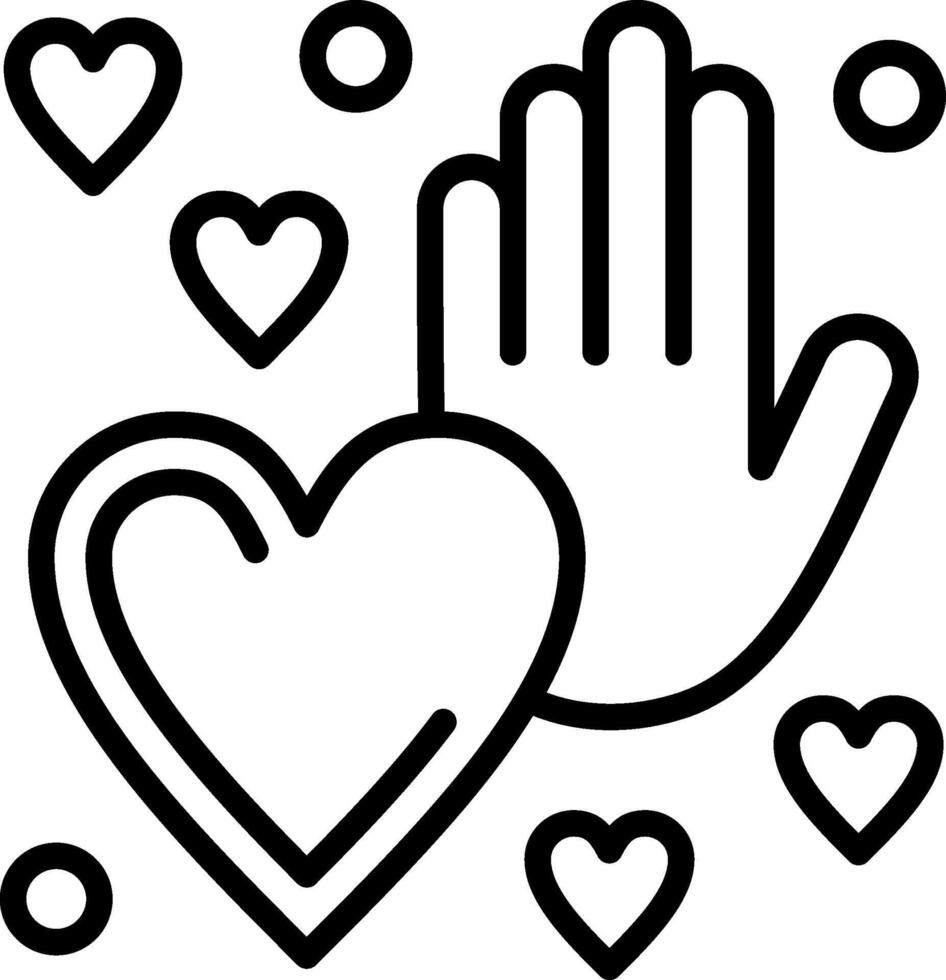 Hand heart Line Icon Design vector