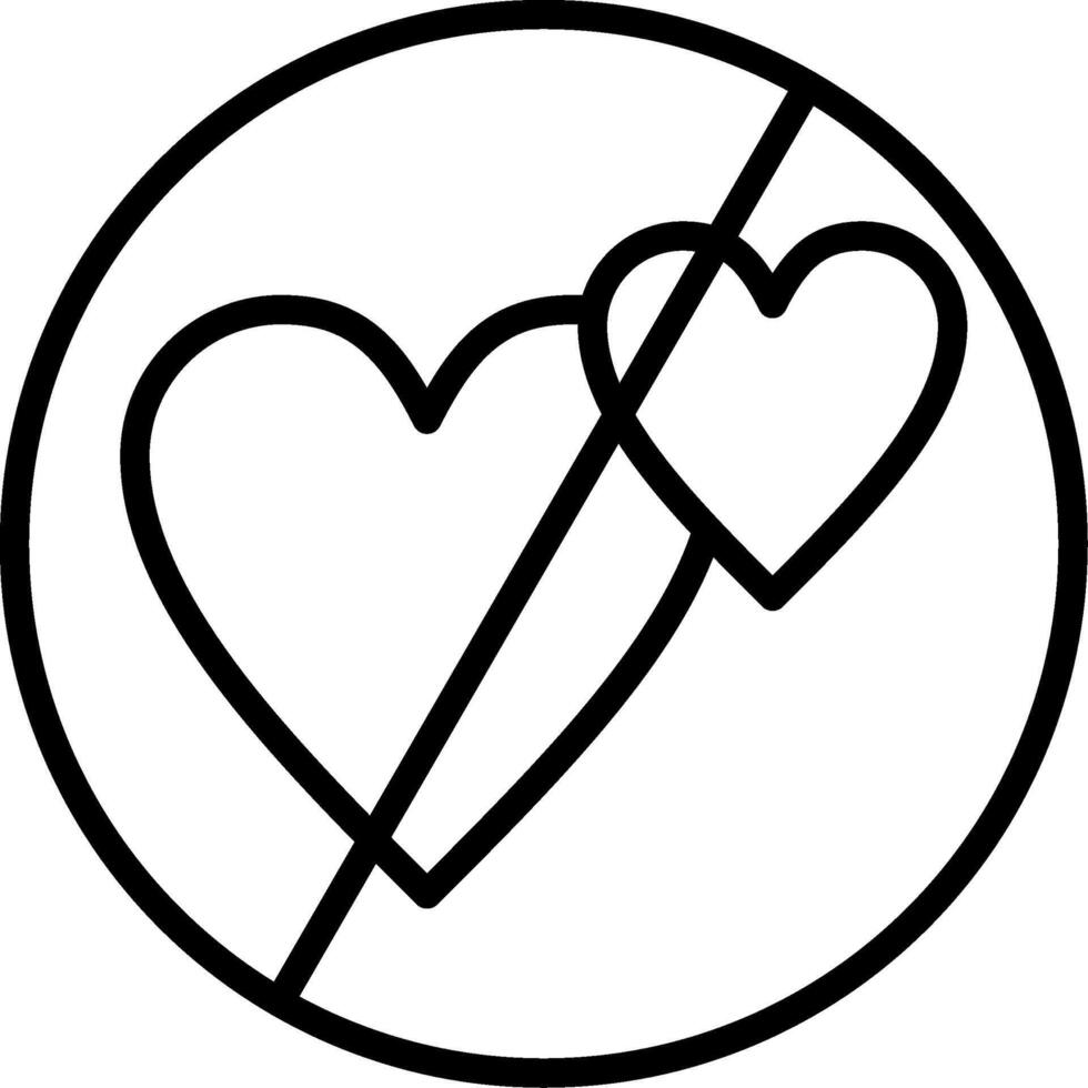 No love Line Icon Design vector