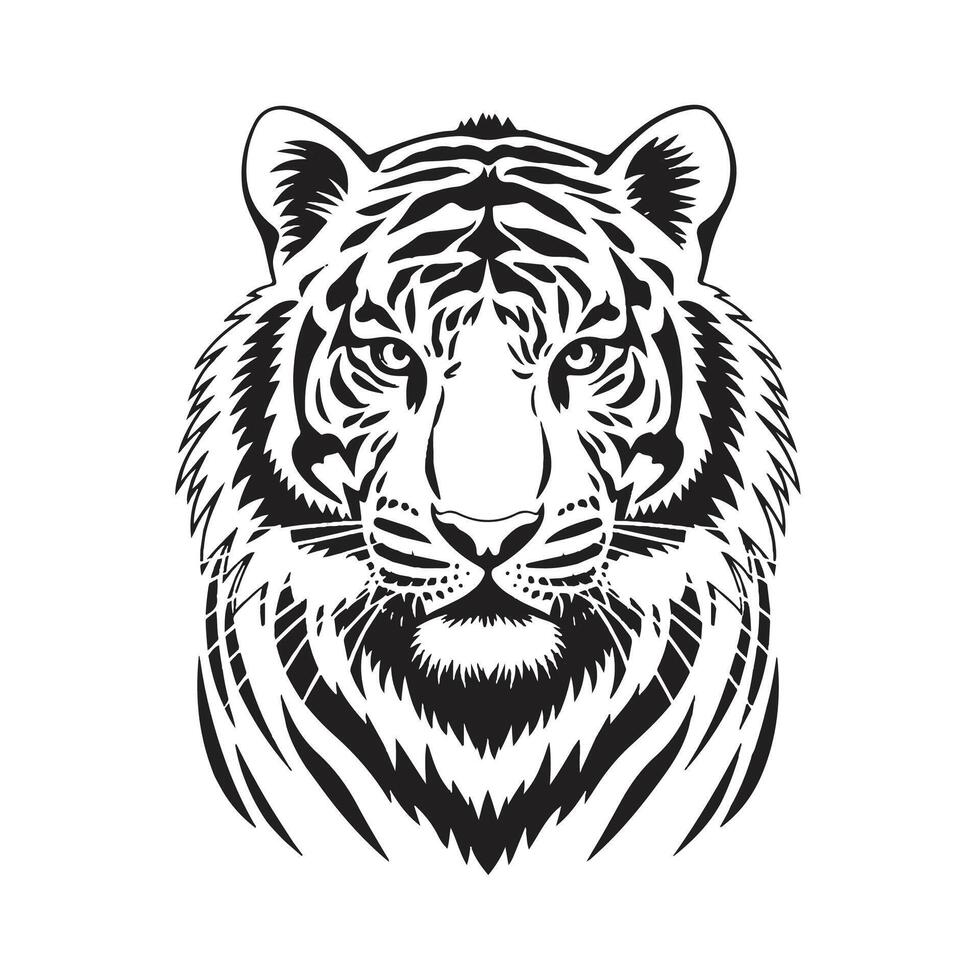 Minimalist Tiger Face Outline vector
