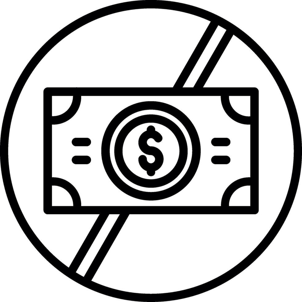 No Cash Line Icon Design vector