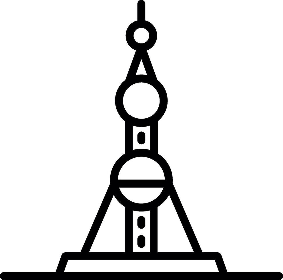 Oriental Pearl Tower Line Icon Design vector