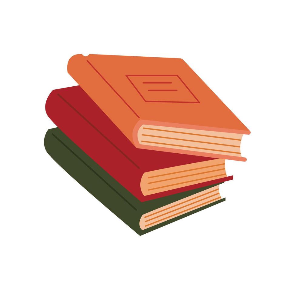 Color illustration with stack of books. vector