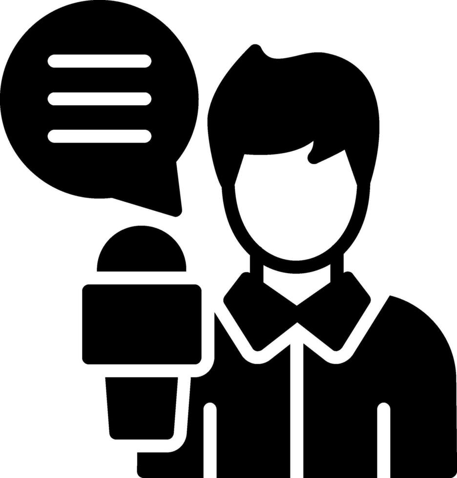 News Reporter Glyph Icon Design vector
