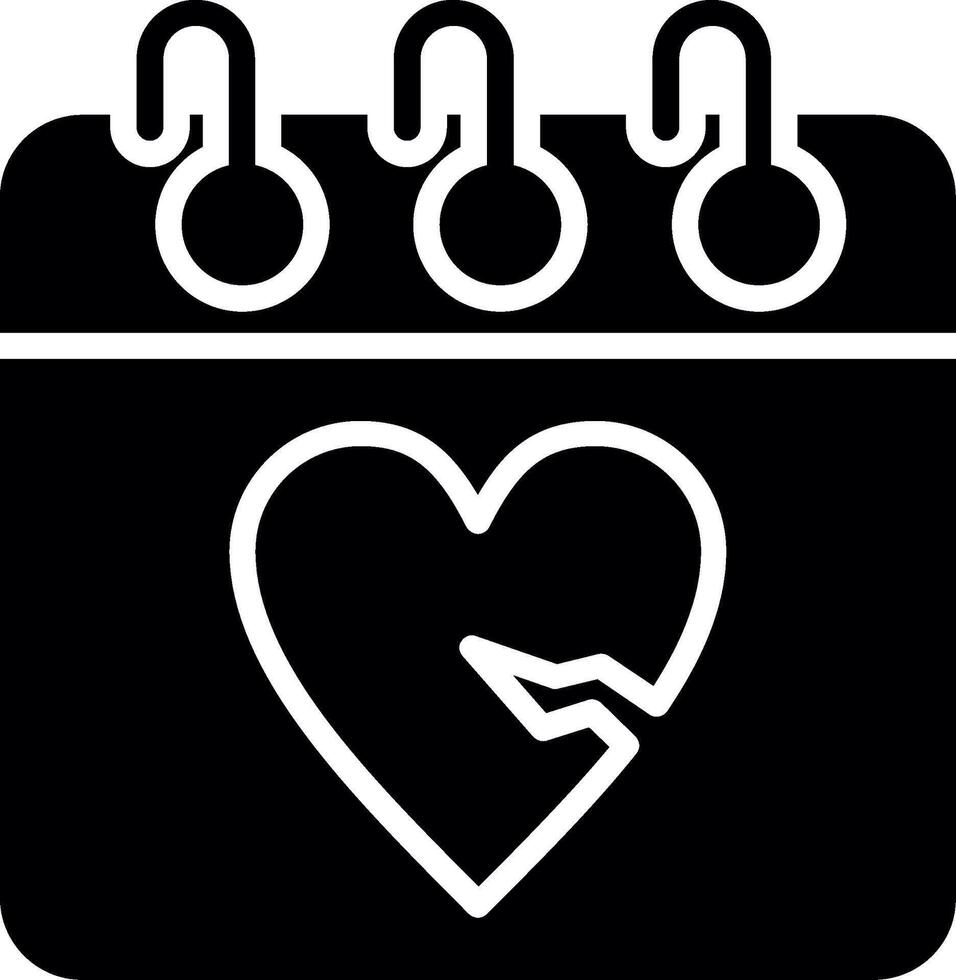 Heartbreak Glyph Icon Design vector