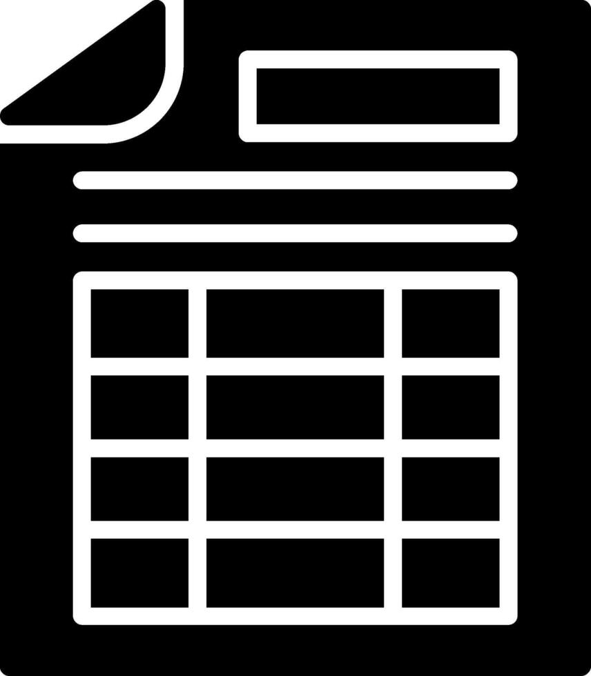 Spreadsheet Glyph Icon Design vector