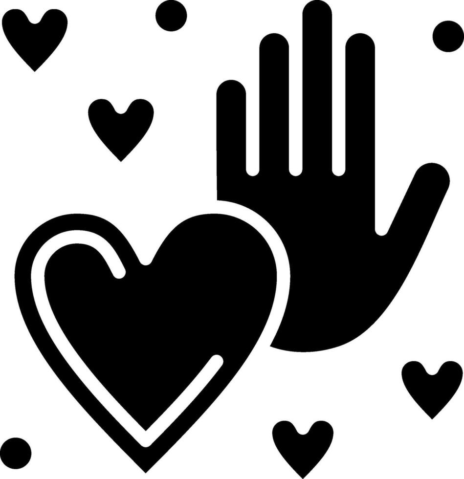 Hand heart Glyph Icon Design vector