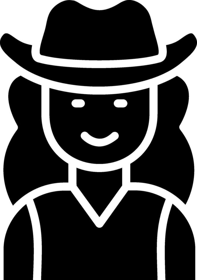 Cowgirl Glyph Icon Design vector