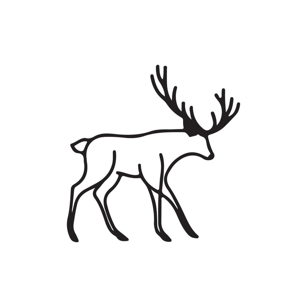 simple deer silhouette Style with white vector