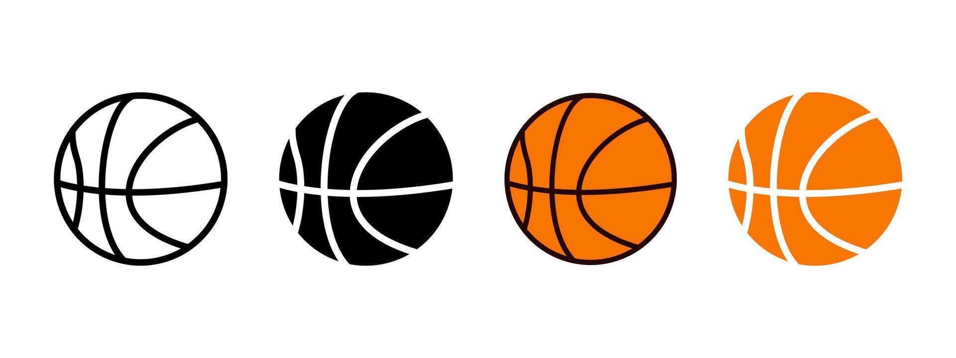 Basketball icon. Basket ball logo illustration. Sport equipment symbol. Orange round rubber ball sign. Basketball game pictogram. Sports activity concept. vector