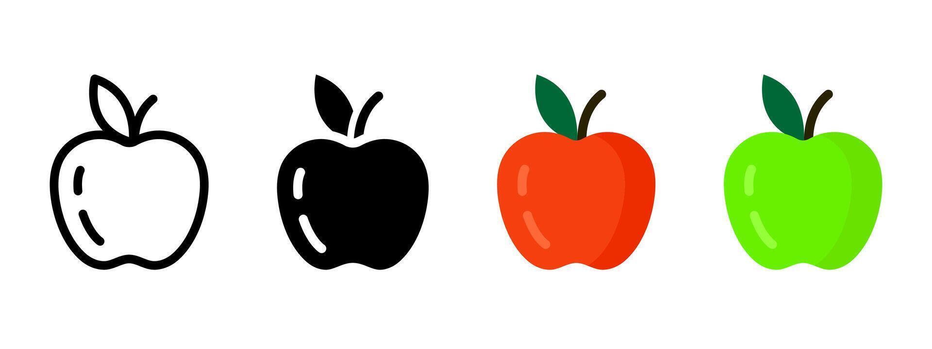 Apple icon. Red and green apple illustration. Vitamin snack symbol. Healthy diet nourishment sign. Ripe and juicy apple pictogram. Vegetarian lunch and breakfast concept. vector