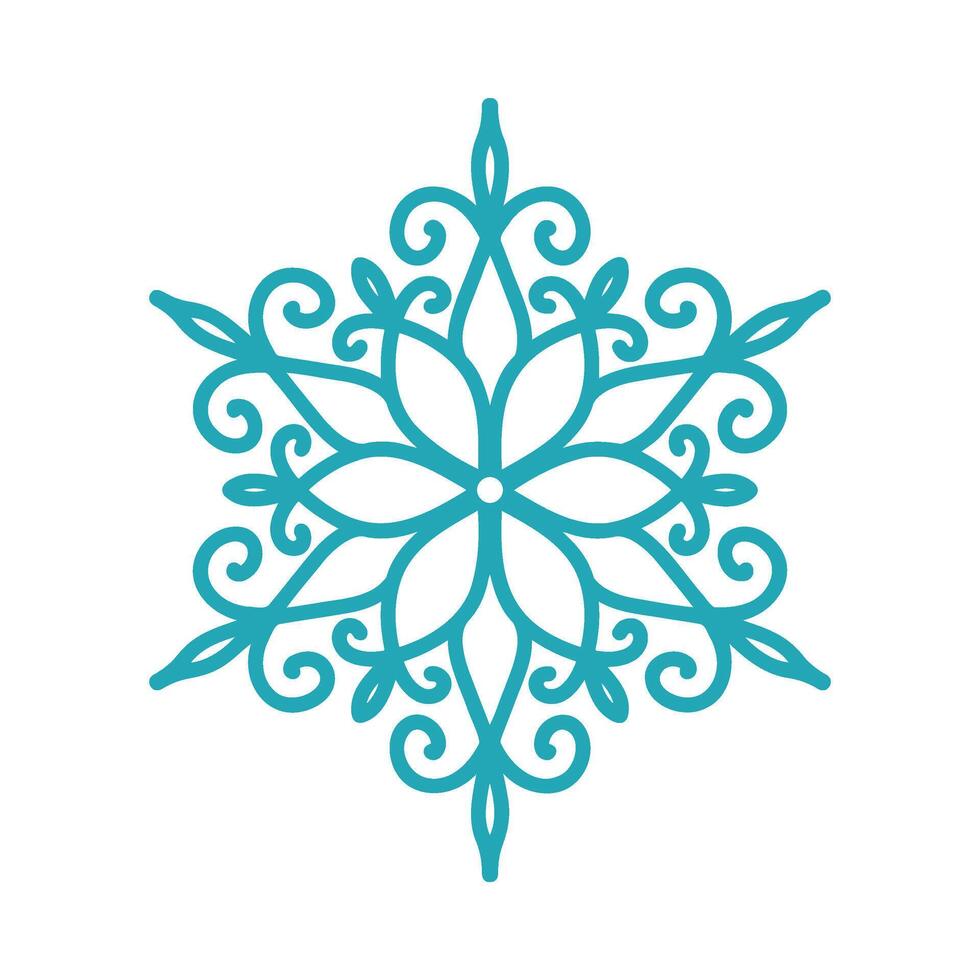 Beautiful snowflake, detailed hand drawn illustration. Graphic outline doodle drawing. Christmas and New Year symbol. Unique snowflake silhouette icon for frosty winter designs and decoration. vector