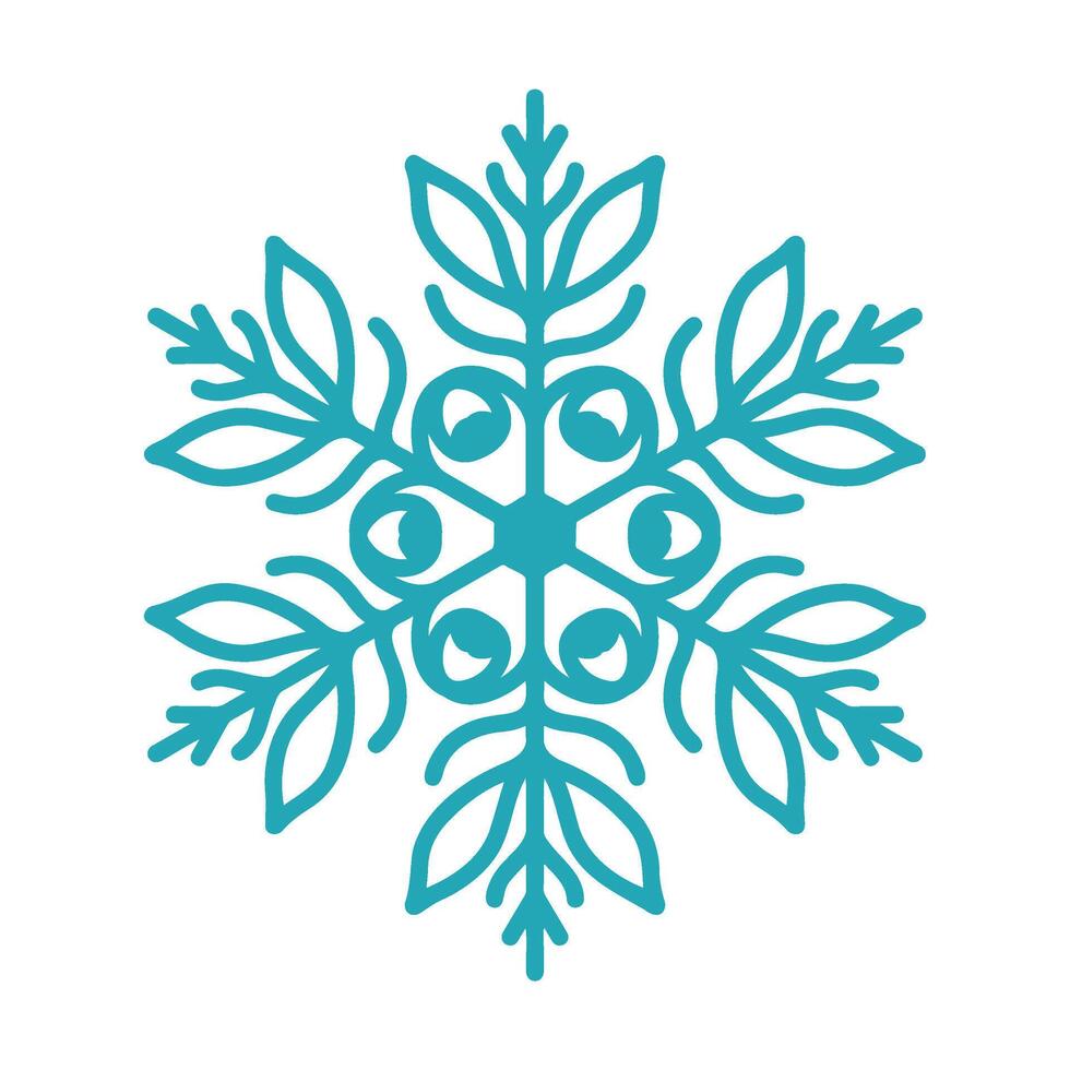 Beautiful snowflake hand drawn illustration. Graphic outline doodle drawing. Christmas and New Year symbol. Unique snowflake silhouette icon for winter designs and decorations. vector