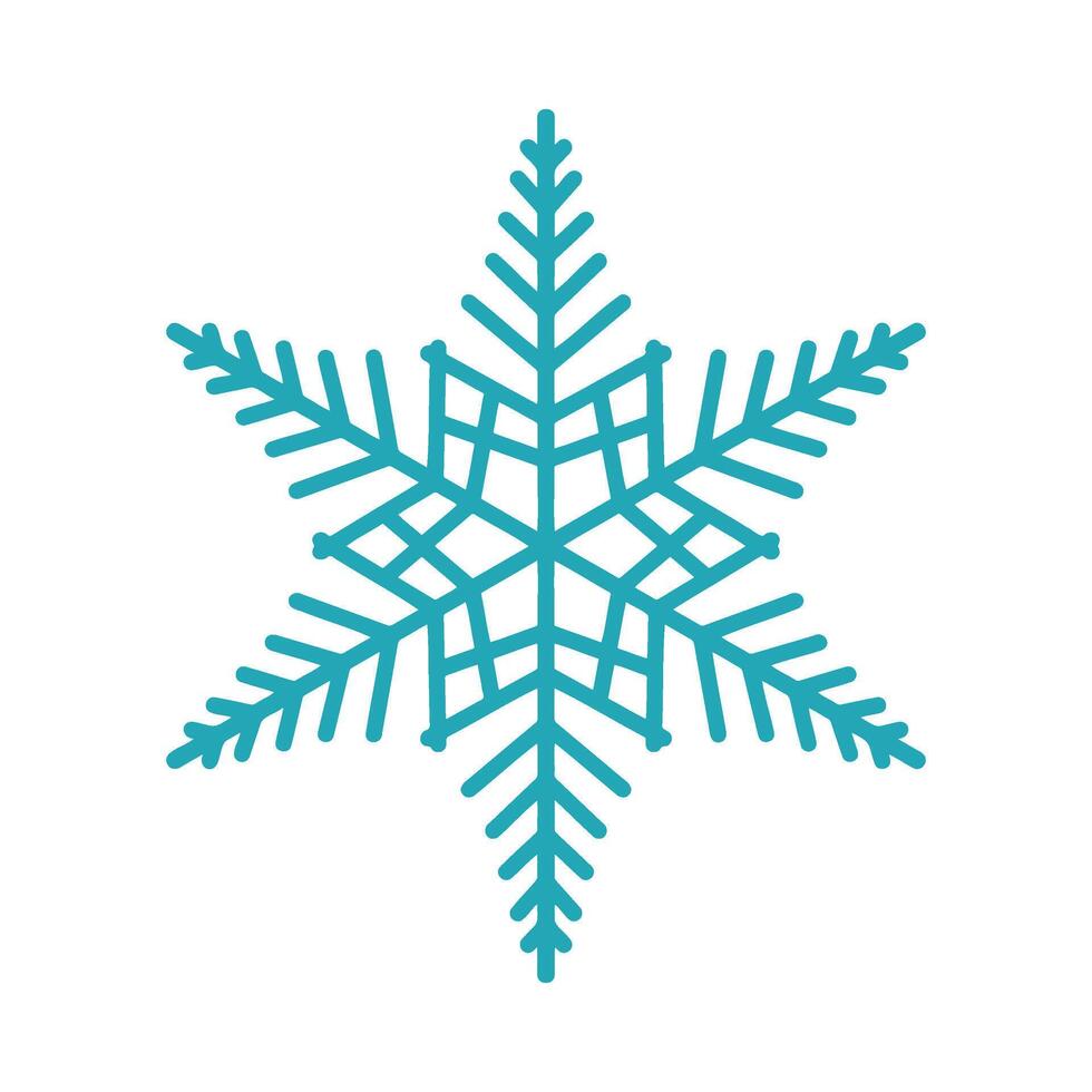 Beautiful snowflake hand drawn illustration. Graphic outline doodle drawing. Christmas and New Year symbol. Unique snowflake silhouette icon for frosty winter designs. vector