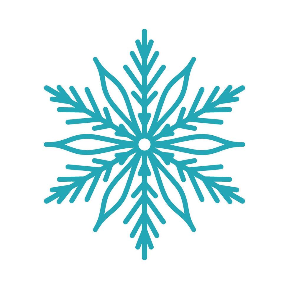 Beautiful snowflake, detailed hand drawn flat illustration. Graphic outline doodle drawing. Christmas and New Year symbol. Unique snowflake silhouette icon for frosty winter designs and decor vector