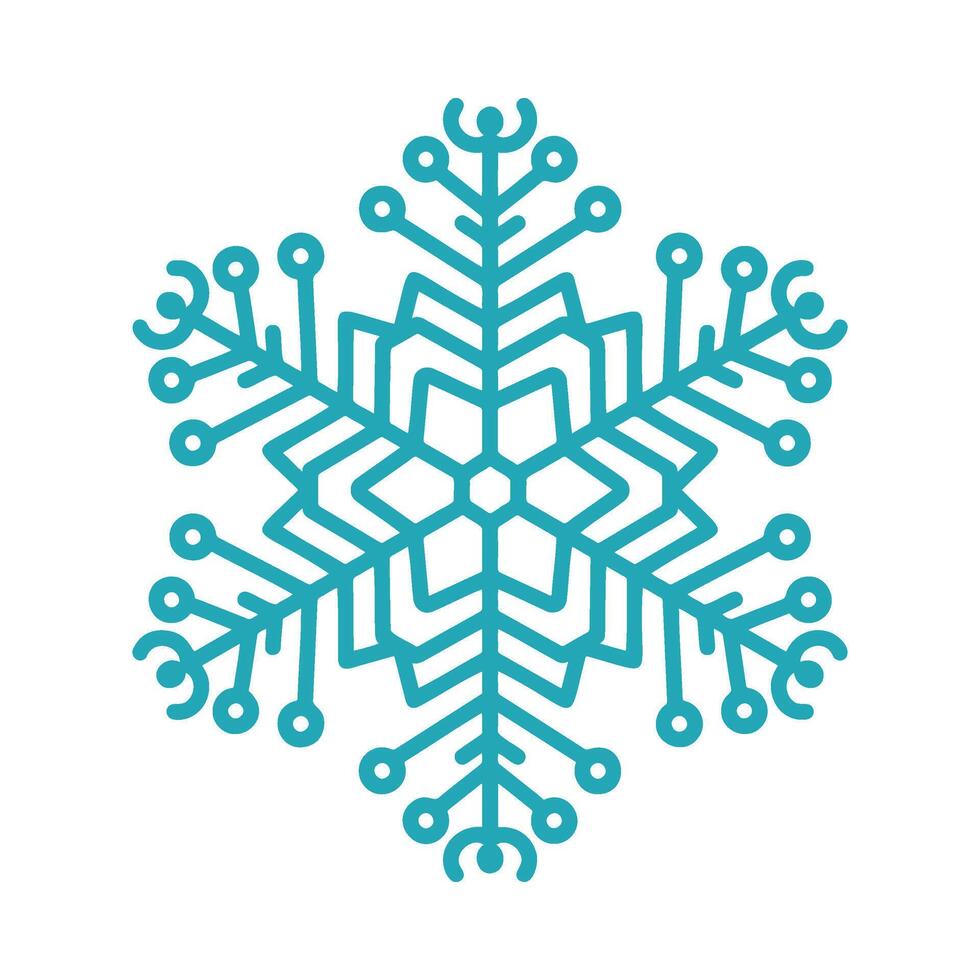 Beautiful snowflake, detailed hand drawn illustration. Graphic outline doodle drawing. Christmas and New Year symbol. Unique snowflake silhouette icon for frosty winter designs and decorations. vector