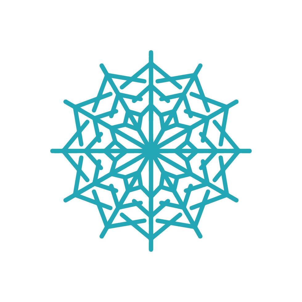 Detailed snowflake illustration, unique hand drawn style. Graphic outline doodle drawing. Christmas and New Year symbol. Unique snowflake silhouette icon for frosty winter designs and decorations. vector