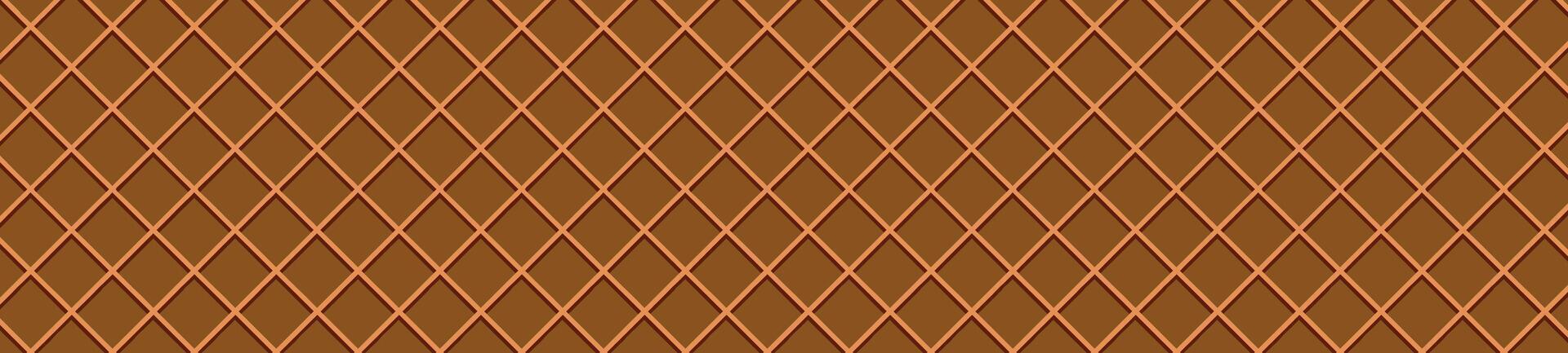 Chocolate Waffle seamless pattern background texture. for ice cream cones, candy, and cake. Flat illustration isolated on white background. vector