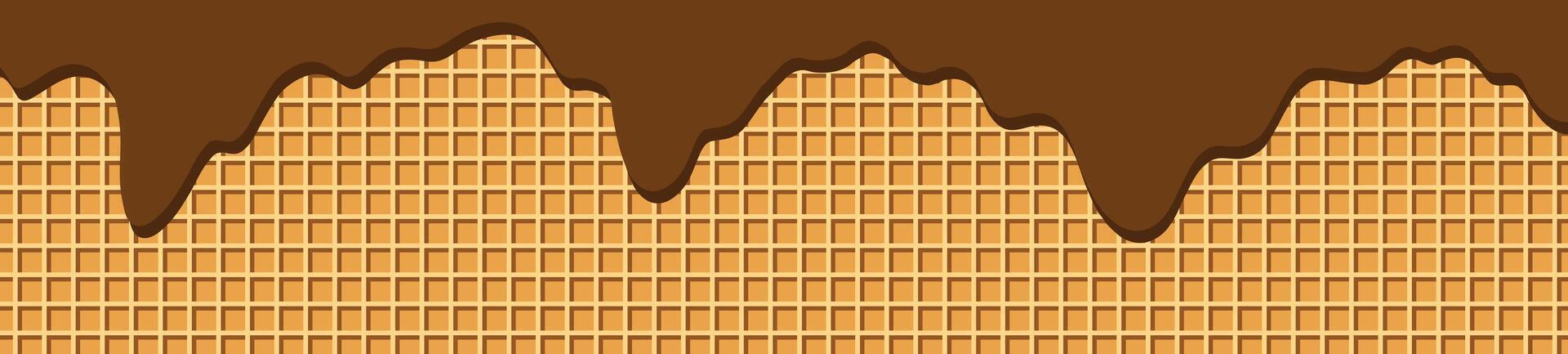 Waffle seamless pattern background texture. for ice cream cones, candy, and cake. Flat illustration isolated on white background. vector