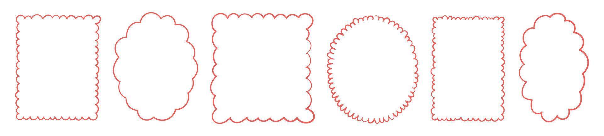 Cute vintage frame with ribbon and decorative border. line pattern for gift and wedding design. Flat illustration isolated on white background. vector