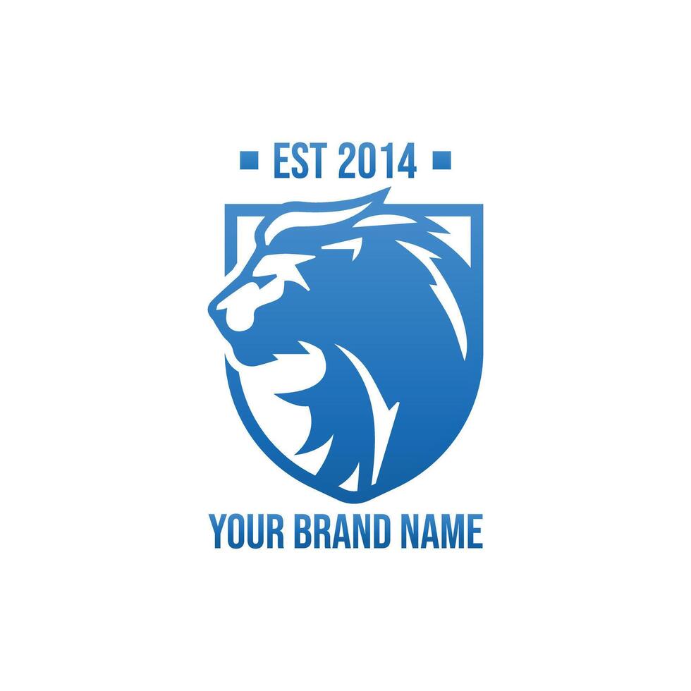 Lion shield logo design template vector