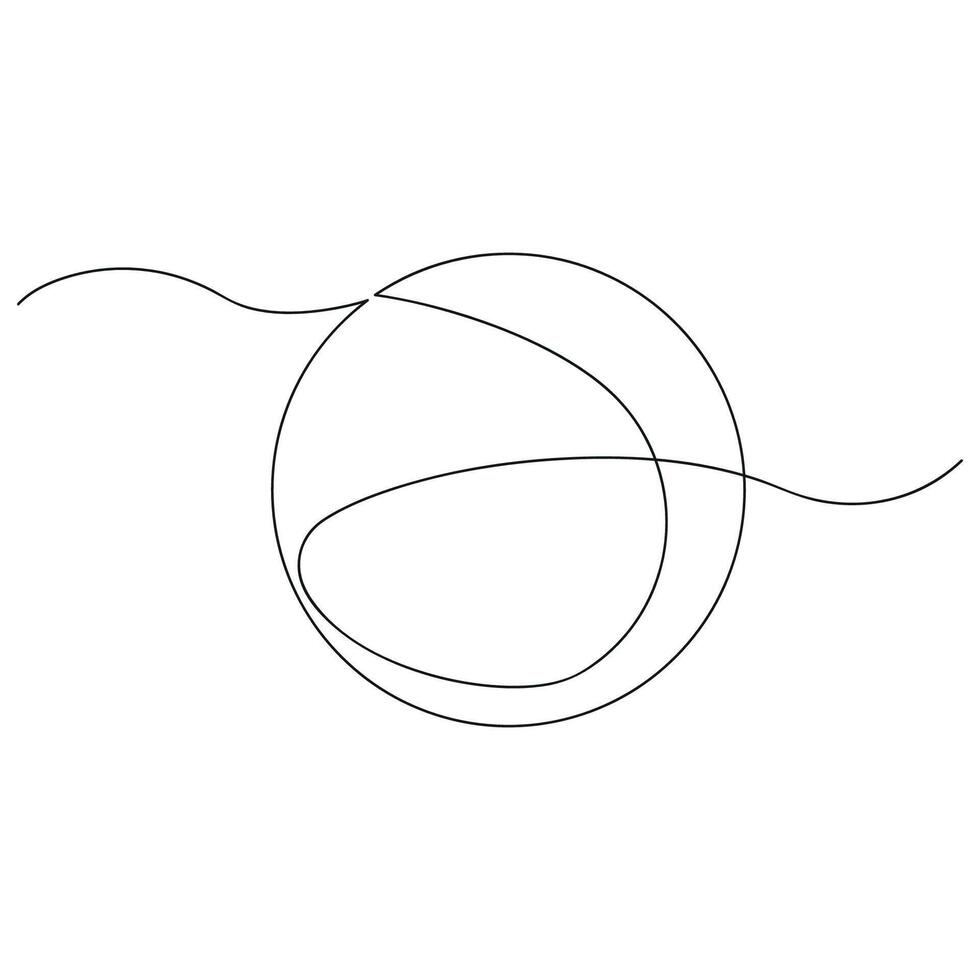 Tennis ball in one continuous line. One line drawing, minimalism. vector