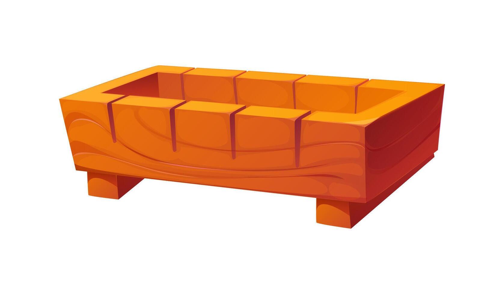 Cartoon wooden container, japan utensil for sushi vector