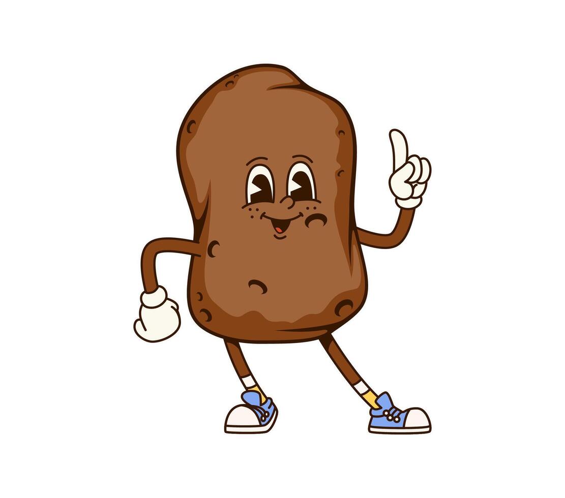 Groovy potato vegetable character wearing sneakers vector