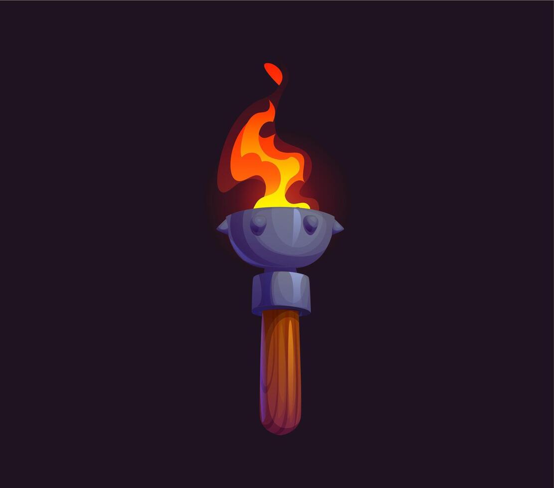 Game medieval fire torch cartoon asset GUI element vector