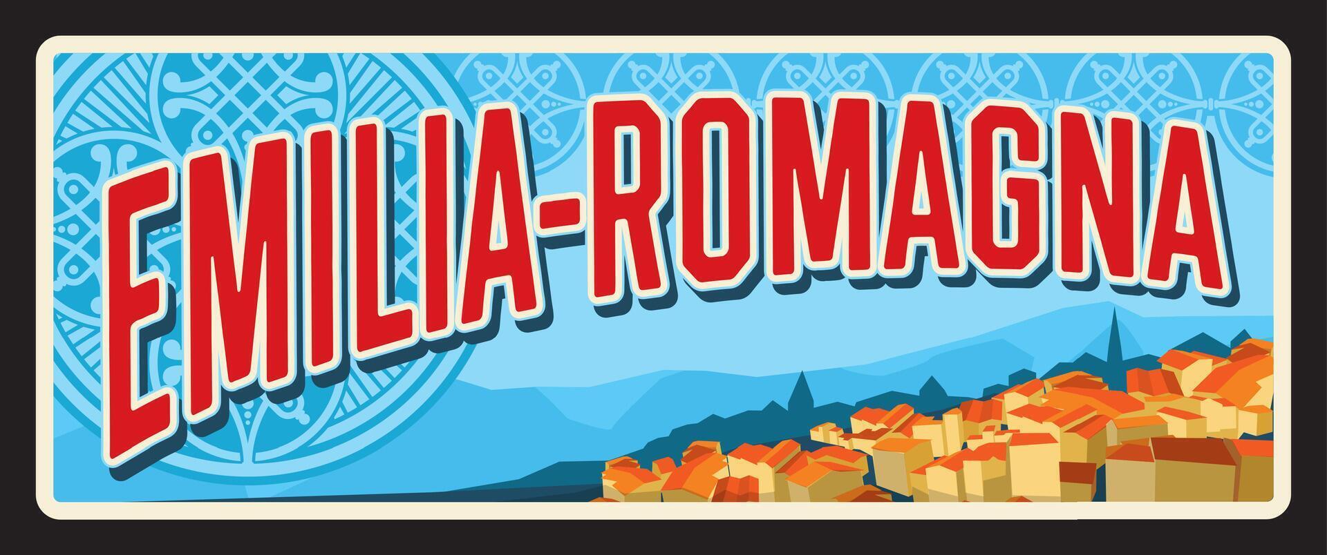 Emilia-Romagna Italy region tin sign travel plate vector